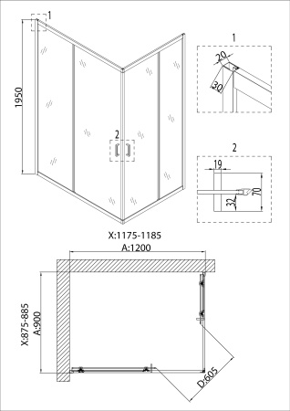 Душевой уголок Niagara Nova NG-6611-08 120х90